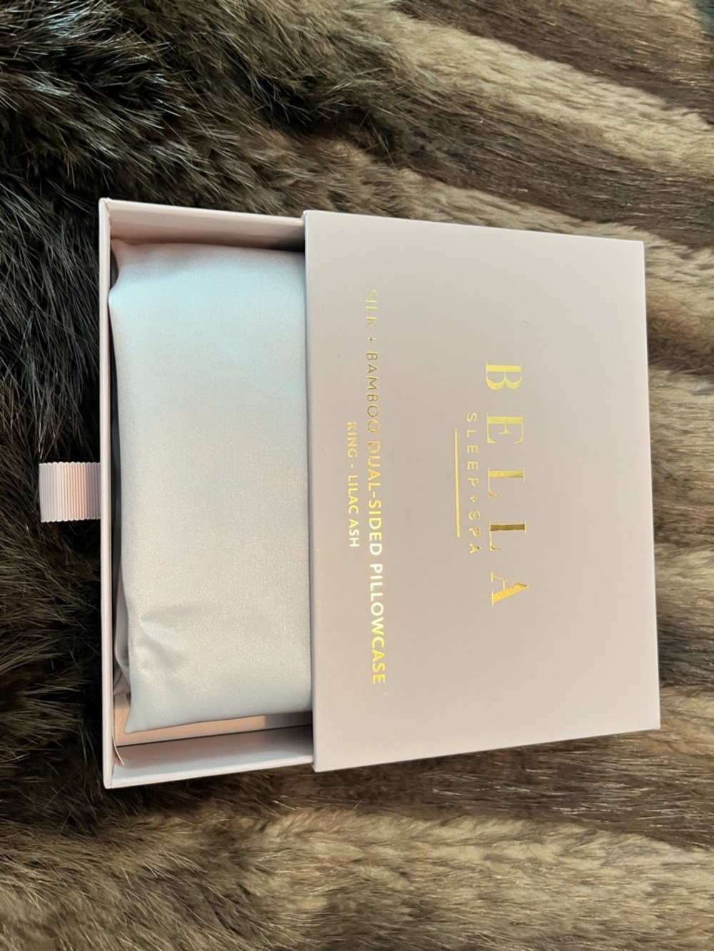 Dual sided BELLA Silk Bamboo Pillowcase in Lilac Ash (King)